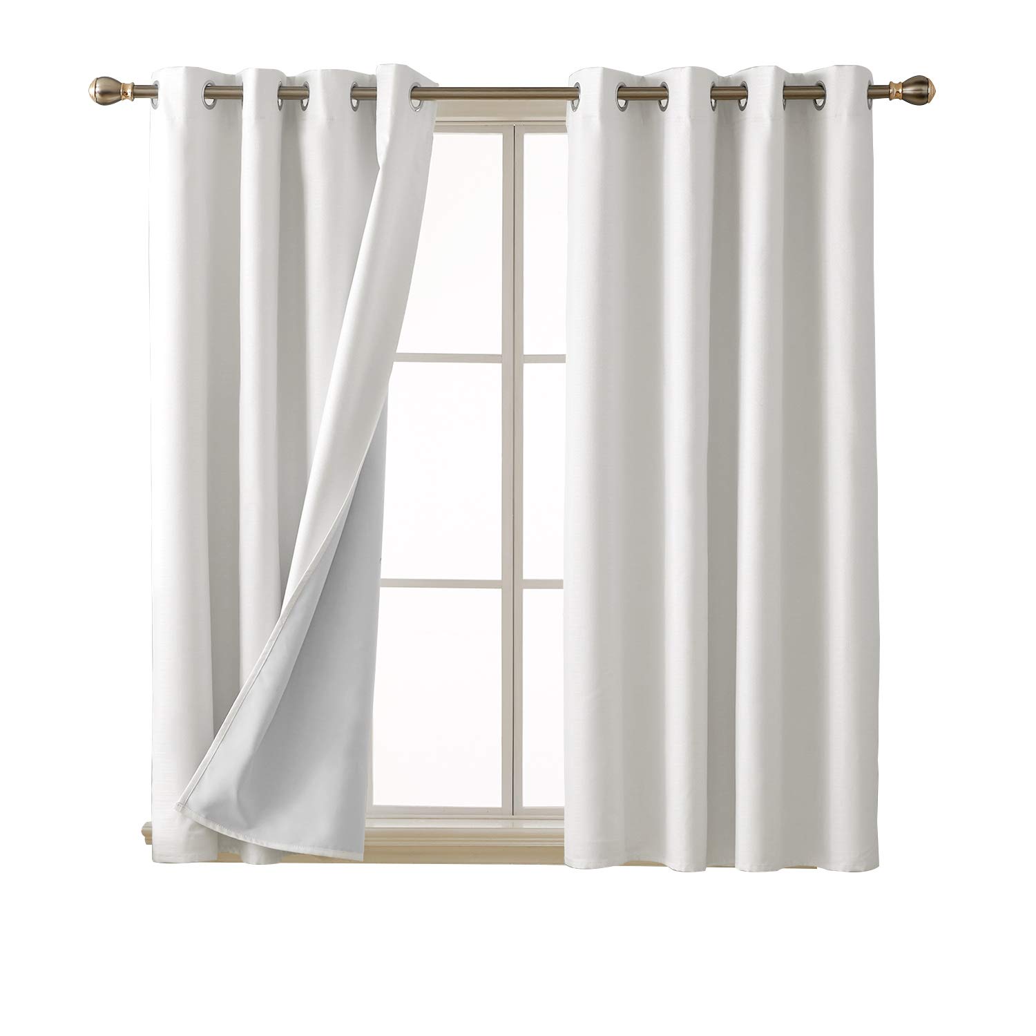 Deconovo 3 Pass Coating Blackout Curtains with Grommet White Tier Curtains for Small Window 52x45 Inch 2 Panels
