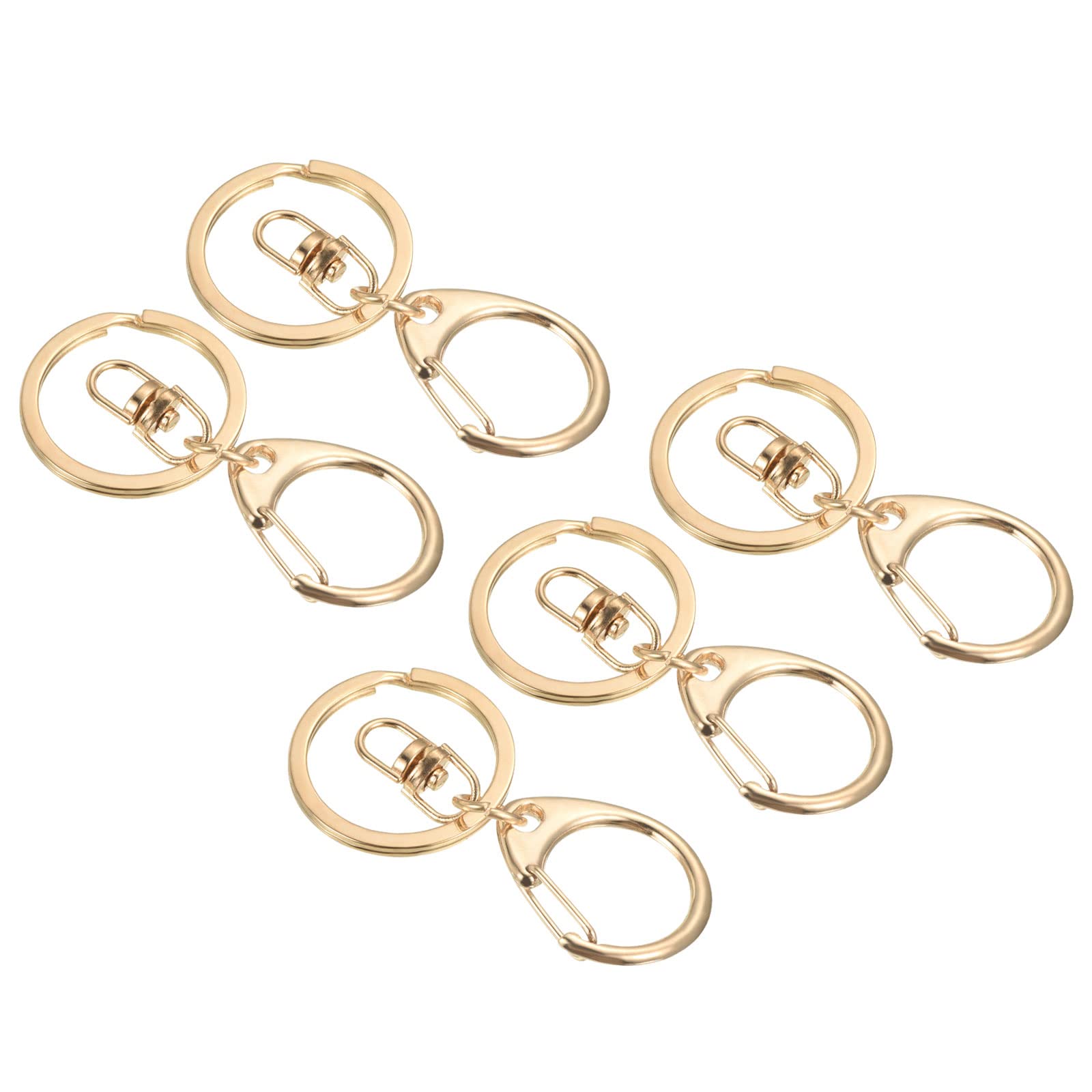 PATIKIL Key Chain Rings, 5 Pack D Ring Clasps Keyring Snap Hook Keychain Holder for Arts DIY, Gold
