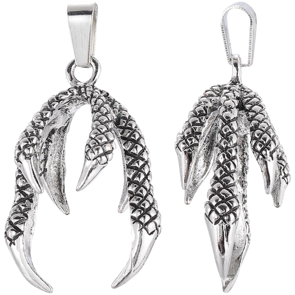 SOFPLATE 1 Box 10Pcs Dragon Claw Charms Dragon Pendants Bulk Alloy Silver Dragon Claw Beads Connectors Pinch Bails Holder Claw Bead Caps for Jewellery Making Charms Necklace Supplies DIY Crafts