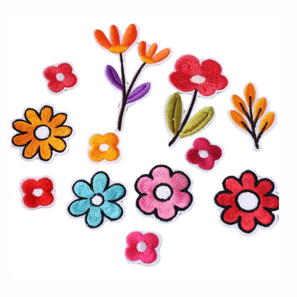 Buer Homie Floral Applique Patches Set, 12 Pieces, Clothing Repair Embroidery