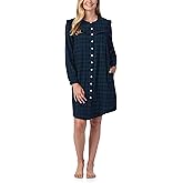 Lanz of Salzburg Sleepwear for Women Classic Button Front Flannel Nightshirt