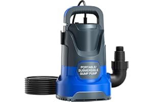 PANRANO Sump Pump Submersible Water Pump 1HP 3200GPH Portable Water Removal Pumps for Pool Draining Garden Pond Basement with adapters