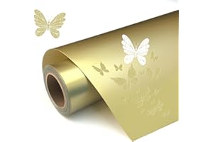 HYPERTAI Glossy Gold Permanent Vinyl, 12'' X 11FT Durable & Removable Vinyl Roll for Decor Sticker, Car Decal, Scrapbooking, Signs, Glossy & Waterproof