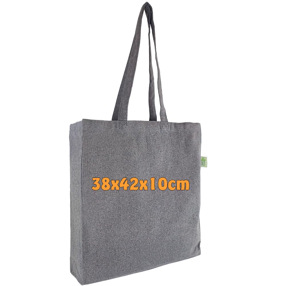 Cottonbagjoe Shopping Bag, Cotton Bags, Side & Bottom Fold, Long Handles, Jute Bag (Recycle, Pack of 25)