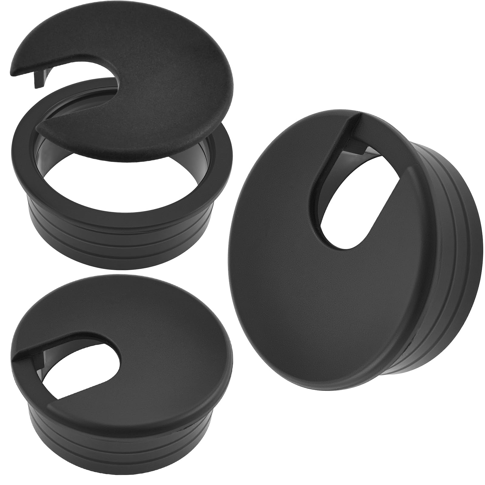Photo 1 of 1-3/4 inch(45mm) Black Desk Hole Cover Grommet ABS Plastic Wire Organizers for Computer Desk Cabinet (3 Pack)