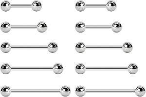 NewkeepsR 20G/18G/16G/14G/12G/10G Steel Tongue Ring Nipple Cheek Dimple Piercing Barbell,Externally Threaded Industrial Bars 