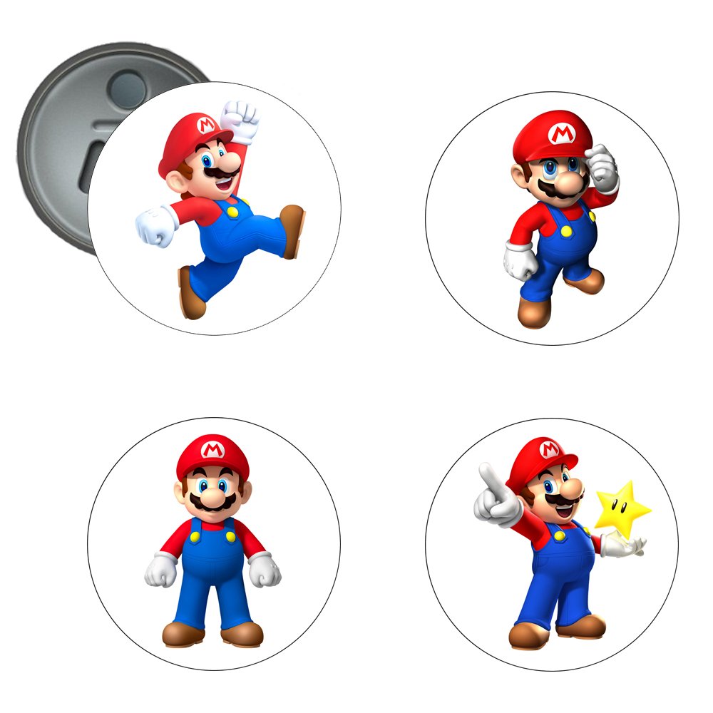 Super Mario #1 - Juego de 4 abrebotellas de 58 mm con imán para ...