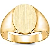 JewelryWeb 14k Yellow Gold Brushed Polished Solid Back Signet Ring Size 10 Ring for Women