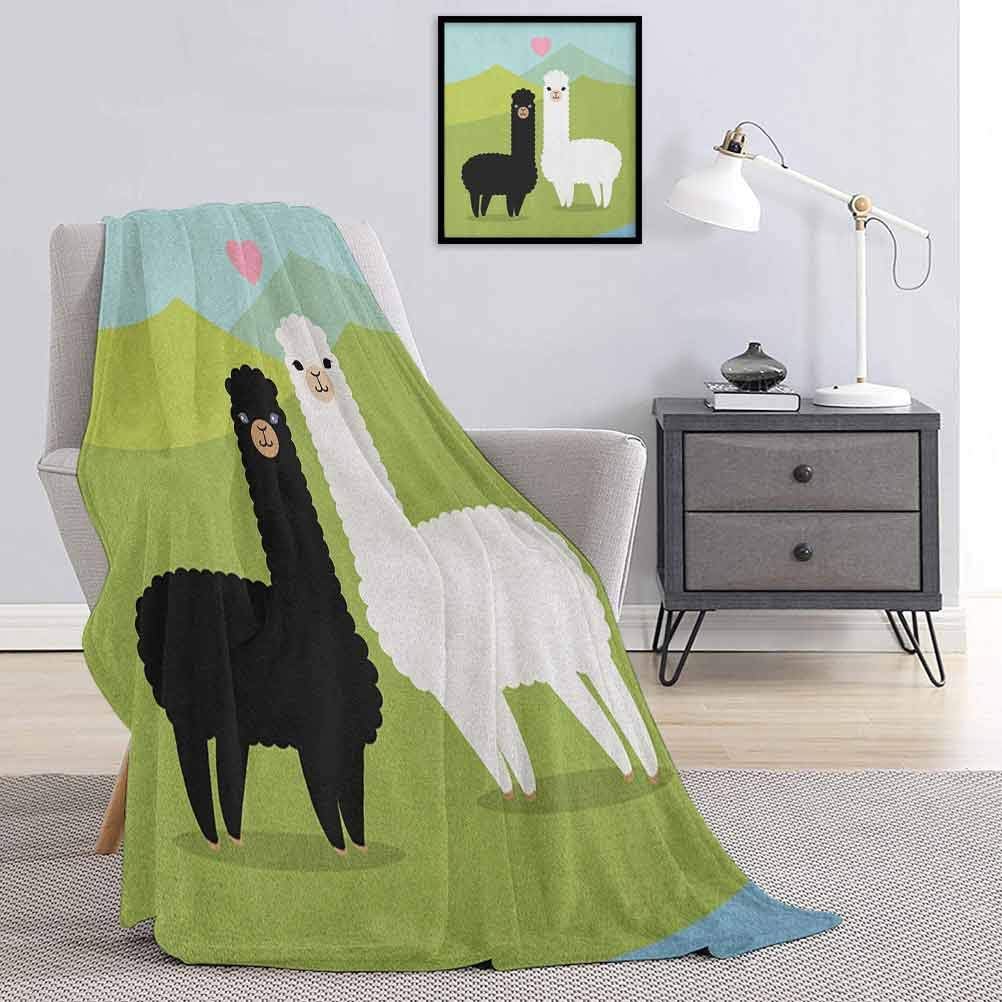 Toopeek Llama Bedding Flannel Blanket Alpacas in Love in The Mountains