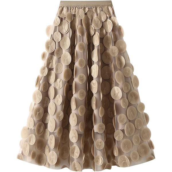 Amazon.com: Women Tulle Midi Skirt High Elastic Waist 3D