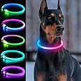 Light Up Dog Collars, Multi-Color USB Rechargeable Dlitk LED Dog Collar 1 Count, TPU Cuttable Size Glow Collar for Dogs, Dog Collar Light, Please Do Not Use Fast Charging (Blue+Pink)
