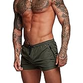 Rexcyril Men's Athletic Gym Workout Shorts 3 Inch Quick Dry Running Bodybuilding Short Shorts with Liner and Zipper Pockets