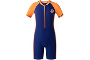 karrack Girls and Boys One Piece Rash Guard Swimsuit Kid Water Sport Short Swimsuit UPF 50+ Sun Protection Bathing Suits