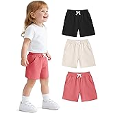 Witwot 3 Pack Baby Girls Shorts Cotton Toddler Shorts Infant Pants with Pockets Summer Clothes Size 18M-5T