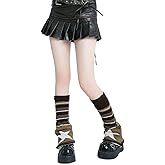 LXYZXZ Harajuku Leg Warmers Y2k Two Side Wear Star Knitted Striped Goth Leg Warmers Streetwear Kawaii Lolita Socks