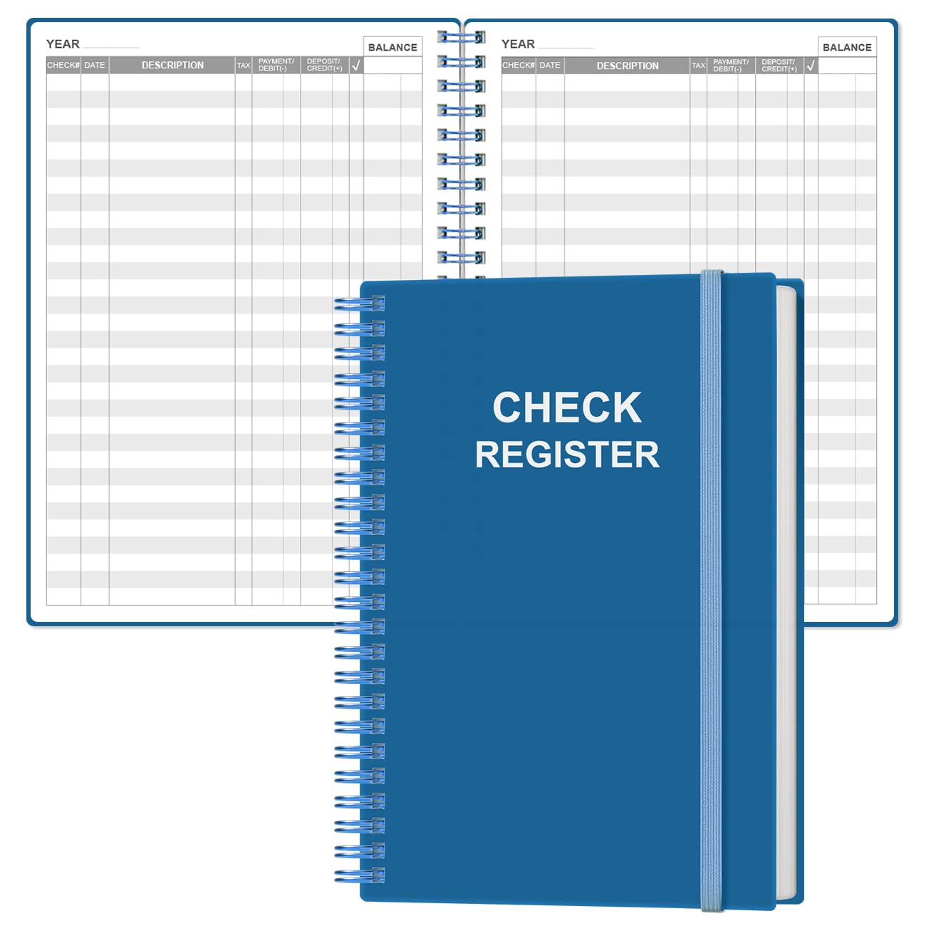 Check Registers for Personal Checkbook - A5 Checkbook Register for Personal Checkbook, Expense Ledger Book for Personal and Small Business, Blue