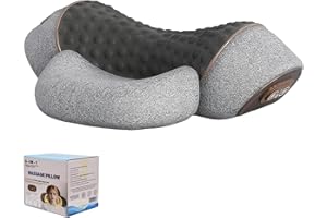 3-in-1 Neck Massage Pillow with Heat, Ergonomic Memory Foam Neck and Shoulder Massager with Traction Function, Portable Relax