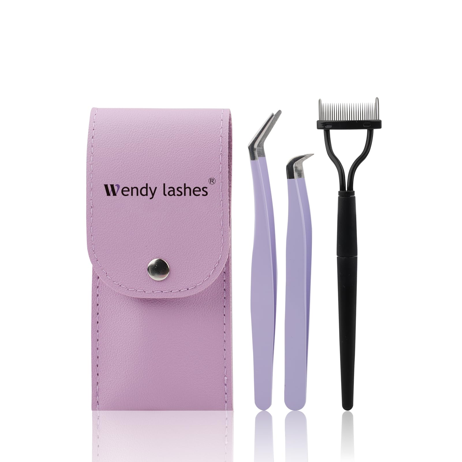 Lash Tweezers Set for Cluster Lashes, Lash Applicator Tool 2Pcs Eyelash Tweezers and Eyelash Comb Eyelash Applicator Tool for DIY Lash Extensions Tool at Home