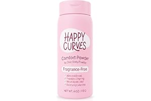 HAPPY CURVES Comfort Powder: Talc Free Anti Chafe Body & Foot Powder Deodorant to Control Inner Thigh Chafing, Underboob, and