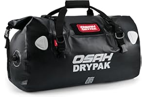 OSAH DRYPAK Waterproof Duffel Bag - Motorcycle Dry Bag Tail Bag with Large Storage Space, Waterproof Luggage Duffle Bags with Outer Mesh Zipper Pocket for Camping, Kayaking, Fishing & Traveling
