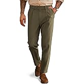 PJ PAUL JONES Mens Dress Pants Vintage Pleated Tapered Trousers Extended Waist Dress Pant Casual Slacks