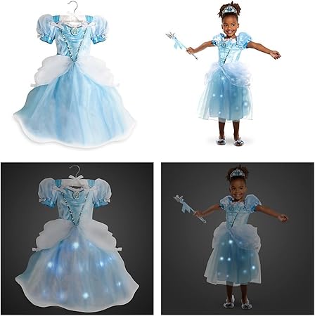 Amazon ディズニー プリンセス シンデレラ 衣装 ライトアップ コスチューム 100cm 3歳 女の子 子供 キッズ ハロウィン ドレス Cinderella キッズコスチューム おもちゃ