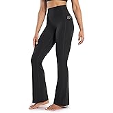 ENERBLOOM Women's Workout Flare Yoga Pants with Pockets High Waisted Bootcut Leggings Tummy Control 30''