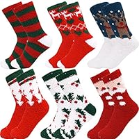 October Elf 6 Pack Women Christmas Socks Winter Warm Cozy Socks (One size, B)