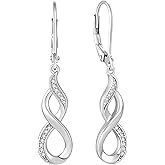 YL Infinity Dangle Drop Earrings 925 Sterling Silver Leverback Earrings Birthstone Jewelry for Women