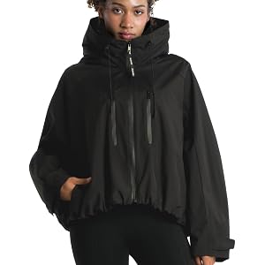 PUFFIT Womens Rain Jacket Waterproof 20000mm, Rain Coats for Women with Hood, Lightweight Waterproof Rain Jacket