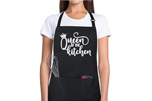 Xornis 100% Cotton Funny Apron with 2 Pockets for Men Women BBQ Grilling Adjustable Bib Black Aprons Gifts Cooking Kitchen