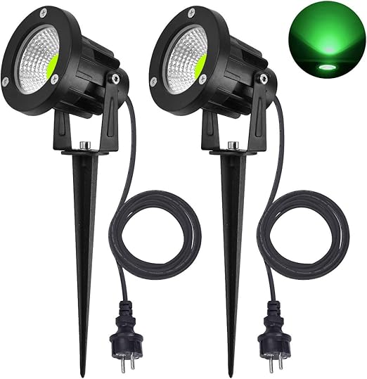SanGlory Lot de 2 Spots LED Lumière Verte Exterieur, 7W LED Lampe de