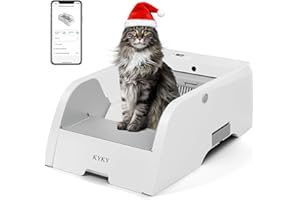 KYKY S6 Self Cleaning Litter Box, Upgraded Automatic Cat Litter Box Self Cleaning That Can Use Clumping Cat Litter, Open Design with Cats Taking to It Immediately, Anti Pinch and Odorless(Light Gray)
