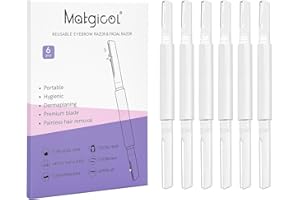 MATGICOL Dermaplane Razor for Women Face & Eyebrow - Dermaplaning Tool for Peach Fuzz Facial Hair Removal,High Precision Blade for Smooth Skin (White, 6 Count)