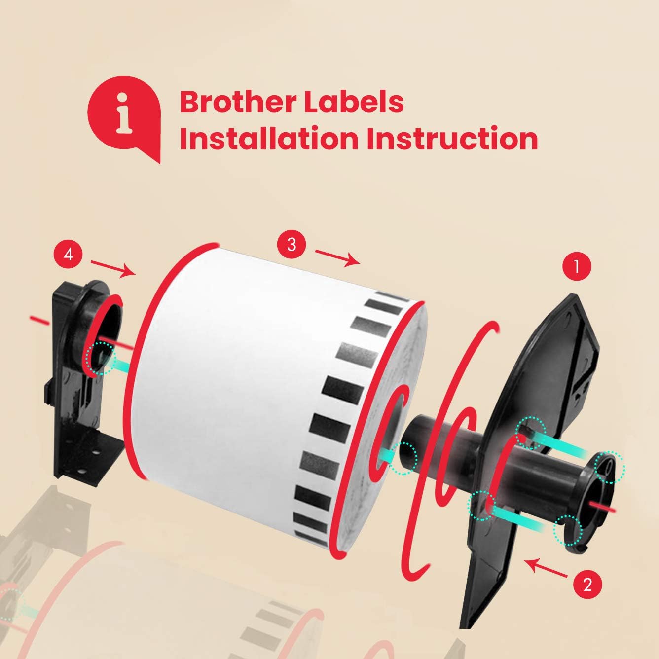 enKo - Compatible DK-2205 Continuous Paper Labels (2.4 Inch x 100 Feet) Compatible for Brother QL Label Printers - 12 Rolls + 4 Refillable Cartridges : Office Products