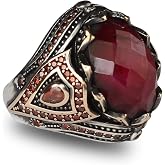 Ruby Stone Men Silver Ring, 925 Sterling Silver Ruby Gemstone Ring, Handmade Turkish Silver Ring with Natural Ruby Stone, Gift for Him gifts for men handmade rings valentines day gifts for him