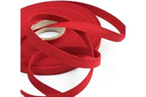 BIAS BESPOKE Mimi 100% Cotton 10mm Tulip Red Double Fold Bias Tape, 14 Yard Roll, Made in Italy