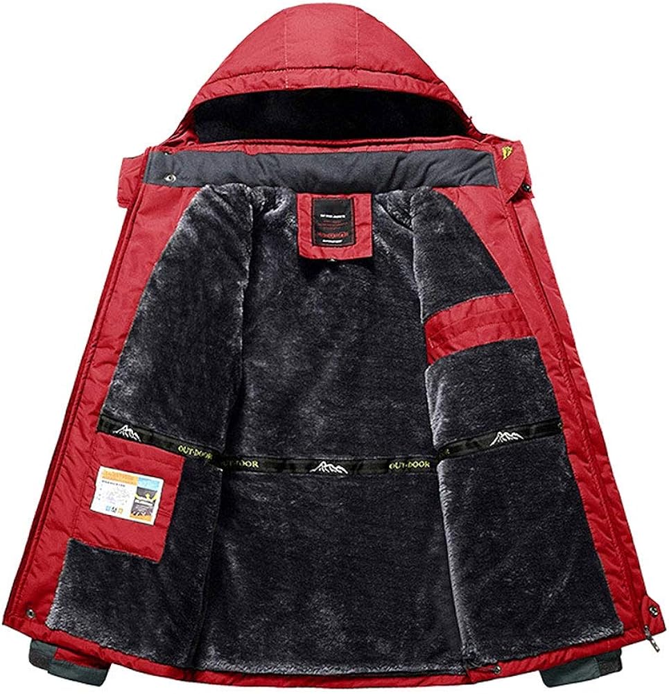 BIYLACLESEN Men's Winter Jackets Windproof Windbreaker Fleece Lined Warm Ski Snowboard Jacket Parka Jacket: Clothing