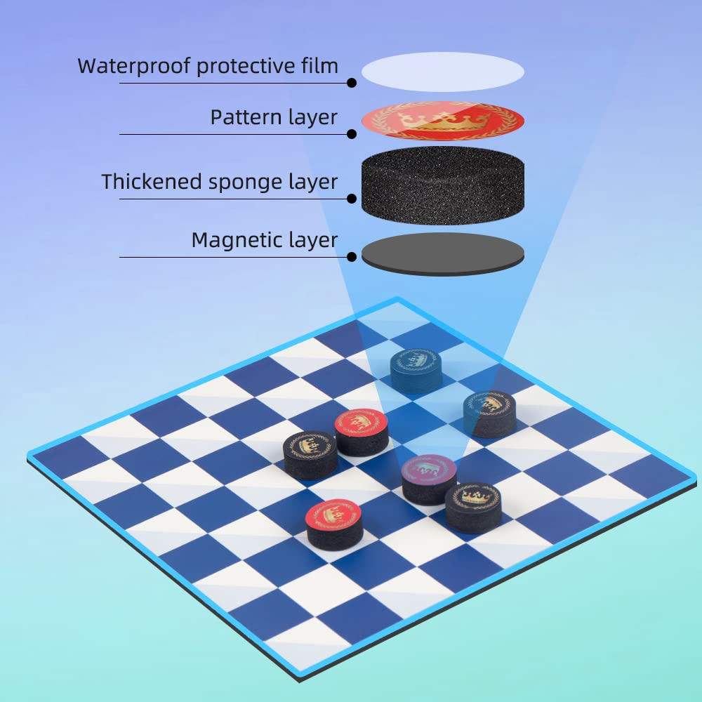 2-in-1 Checkers & Tic-Tac-Toe Board Game | Magnetic Travel Games for Kids 8-12 | Plane Activities for Kids Ages 8-12 | Foldable Magnetic Checkers & Travel Activities (Ages 3-12)​