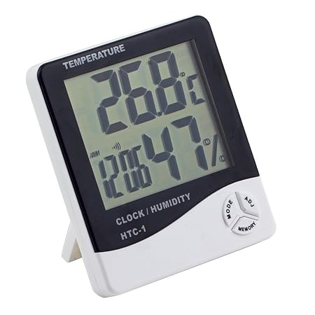 Buyerzone Rich N Royal HTC 1 Temperature Humidity Meter with Date Time Alarm Clock with LCD Display