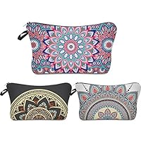 Roomy Cosmetic Bag,3 piece Set Deanfun Waterproof Travel Toiletry Pouch Makeup with Zipper (Mandala Flowers)