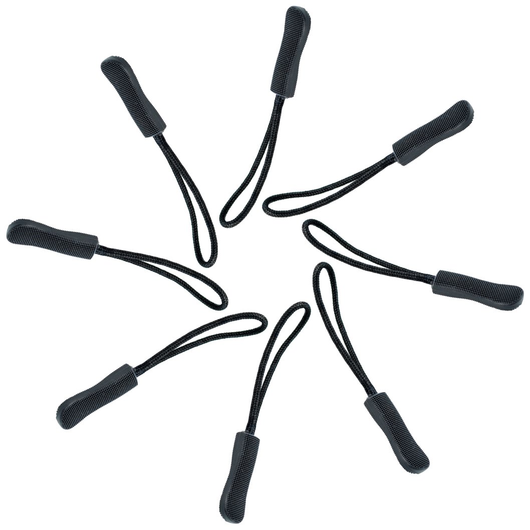 24pcs Zipper Pulls, Wobe Black Nylon Cord Zipper Pulls Zipper Fixer with Non-slip Gripper Zipper Extension Zipper Tag