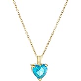 coadipress Crystal Heart Necklace for Women Rhinestone Genuine Birthstone Necklace Dainty Love Hearts Cubic Zircon Necklace Birthday Christmas Jewelry Gifts for Her