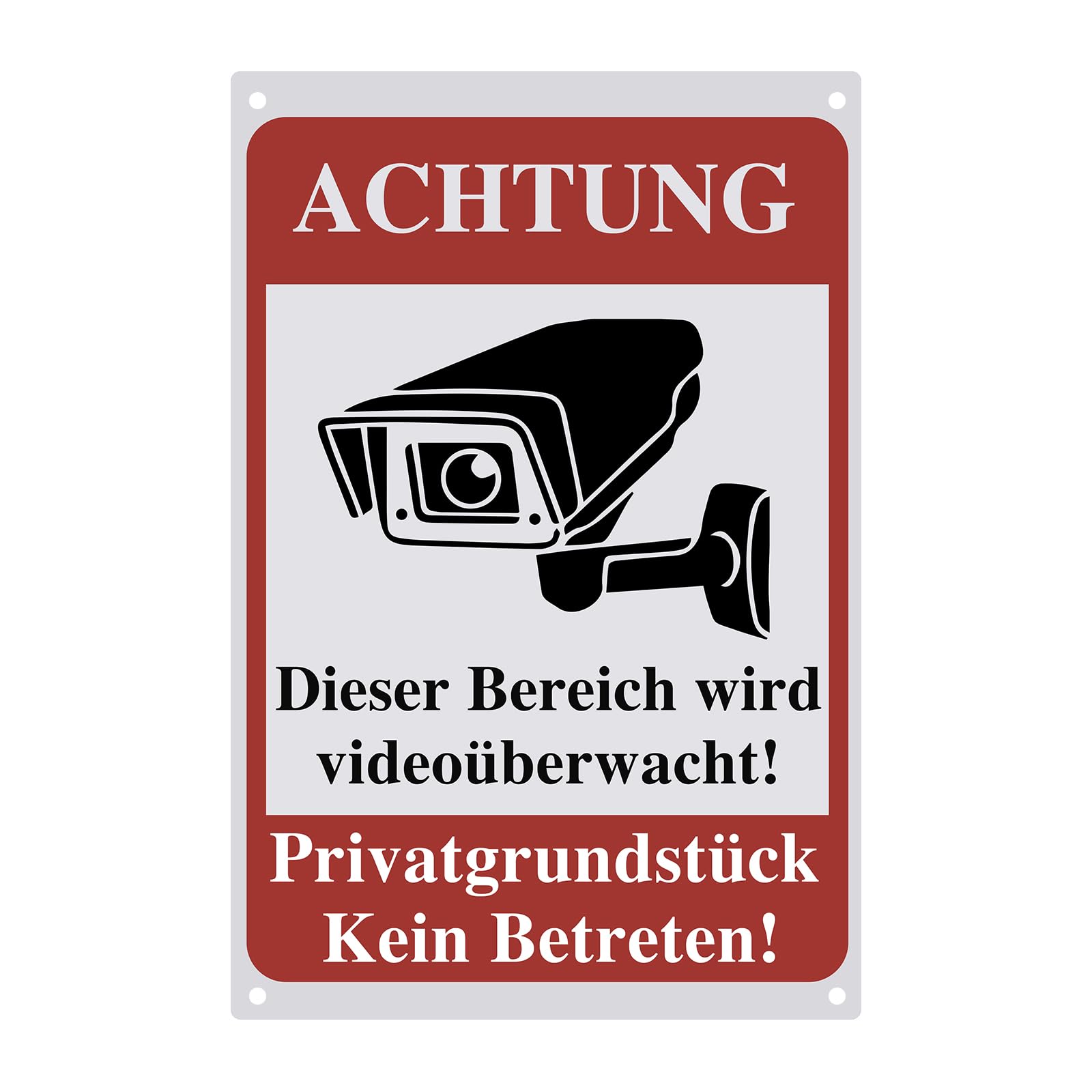 Private Property No Trespassing Sign - 12x8 inches Rust-Free Aluminum - Video Surveillance Signs Outdoor Security - Weatherproof & Durable Metal Warning Sign for Home, Yard, Business (DE weiss 2328)