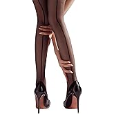 Women's 15D Sheer Pantyhose with Backseam & Cuban Heels High Waist Tights Plus Size up to 264lbs Ultra Stretchable Stockings