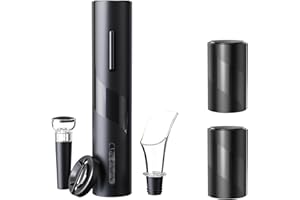 All-in-One Wine & Beer Opener Gift Set – Electric Corkscrew with Aerator & Vacuum Stopper + 2 x Push-Down Beer Opener (1 Set)