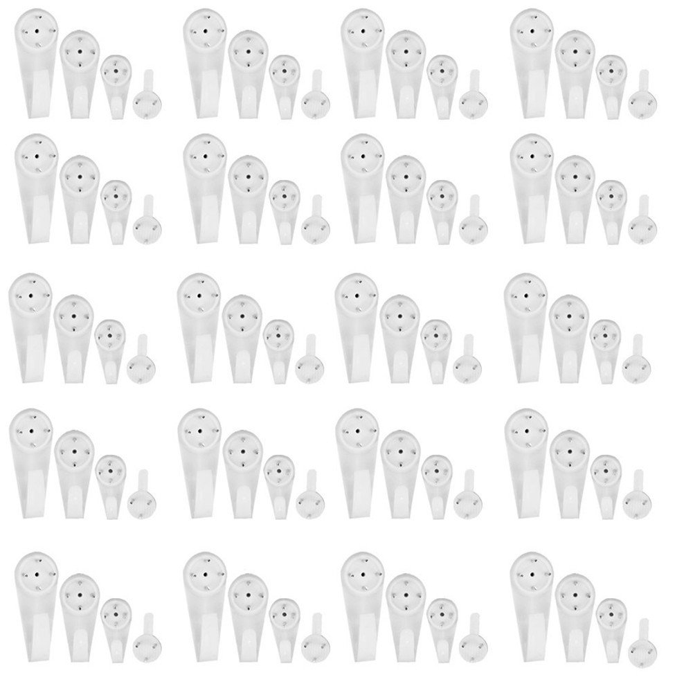 80 Pieces Assorted 4 Sizes Non-Trace Large Medium Small Extra Small Hardwall Drywall Picture-Hanging Hook Clock Hanger Wall Picture Hook Frame for Hanging Paintings Wedding Photos Mirror Wall Studs