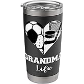 Grandma Life Heart Funny Soccer Hockey Grandma Stainless Steel Insulated Tumbler