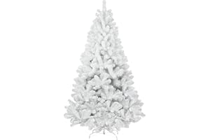 LEEHEEYEE 7ft White Christmas Tree, Premium PVC Fir Artificial Holiday Christmas Tree, Ideal for Home, Office, and Xmas Party Decoration, Metal Stand