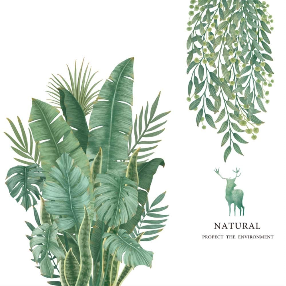 LWJPD Wall Sticker Nordic Style Banana Leaf Wall Stickers for Living Room Bedroom Dining Room Kitchen Kids Room DIY Vinyl Wall Decals Sofa Murals